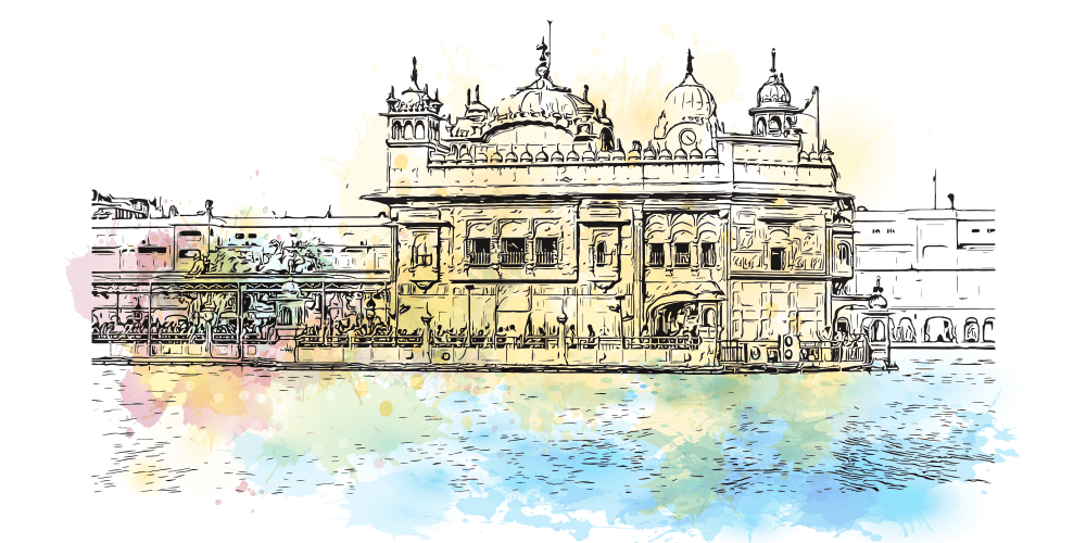 How to draw and color the Golden Temple (Gurdwara), Amritsar | Cute little  drawings, Drawing for kids, Temple drawing
